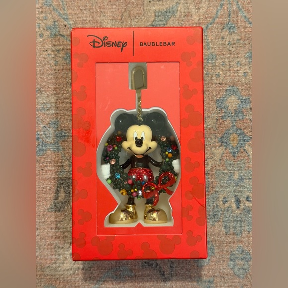 Disney X Baublebar Mickey Mouse Green Christmas Wreath 
 Bag Charm/Keychain - Picture 2 of 7
